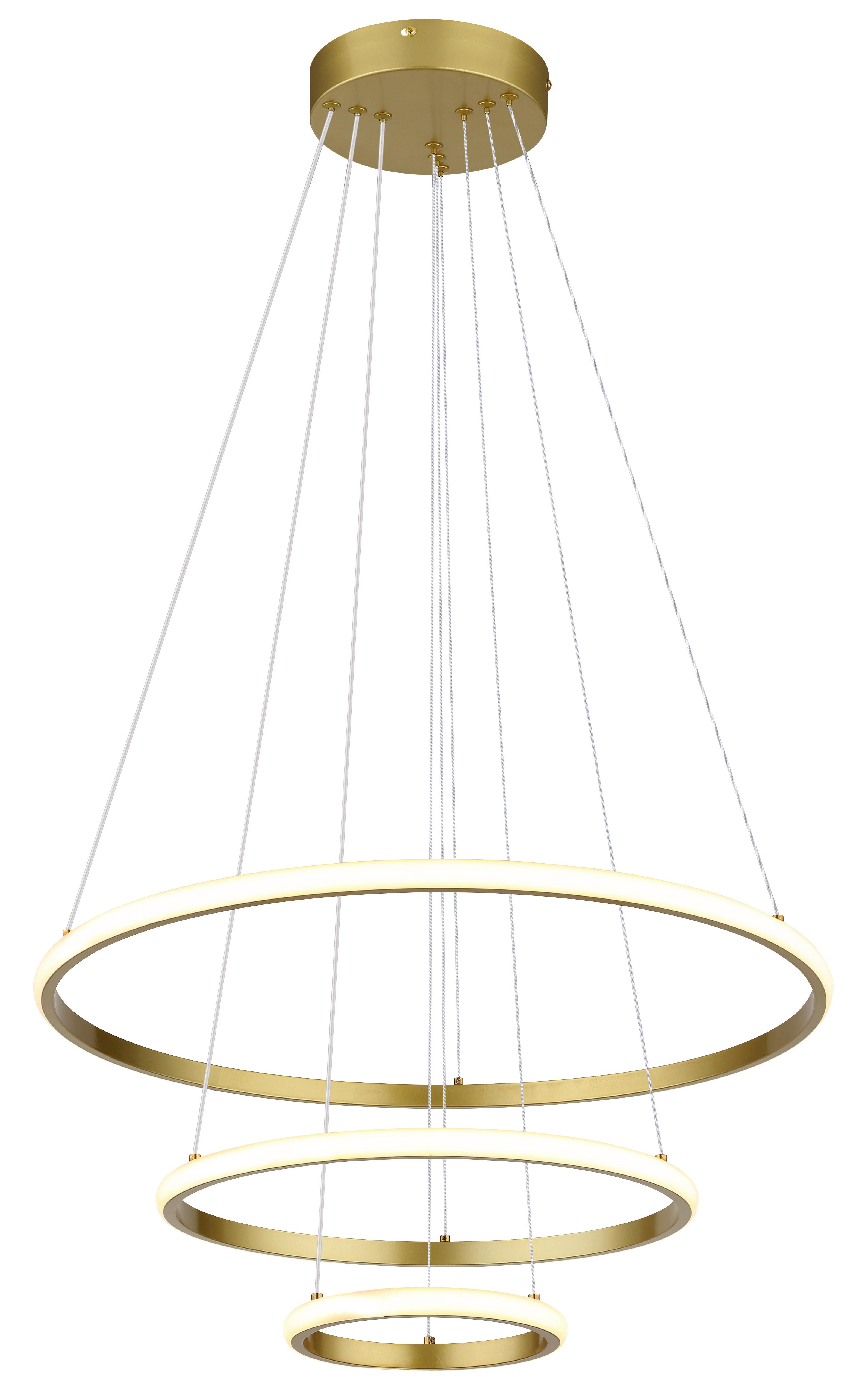 LED-Hängeleuchte 67404G CORINE - Goldfarben/Weiß, Basics, Kunststoff/Metall (60/100cm) - Globo