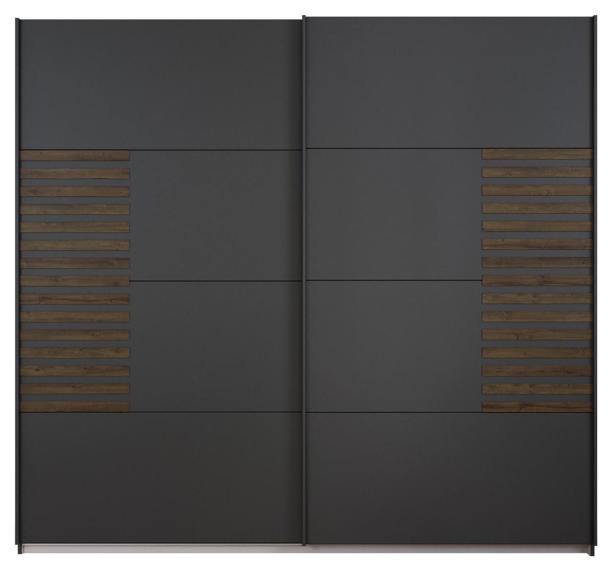Schwebetürenschrank Barea Dunkelgrau Eiche Dekor - Eiche dunkel/Dunkelgrau, MODERN, Holzwerkstoff (226/210/62cm) - Rauch Möbel