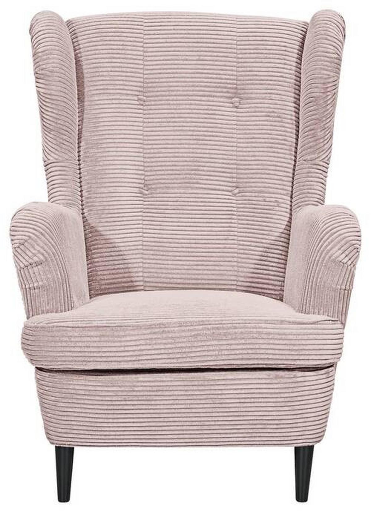 Ohrensessel Oskar Rosa B: 78 Cm - Schwarz/Rosa, Basics, Textil (78/102/98cm) - MID.YOU