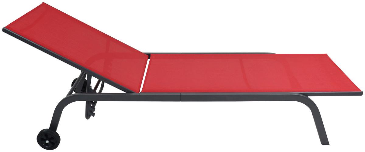 Gartenliege Sonlas Stahl, klappbar - Rot, MODERN, Kunststoff/Textil (32/58/192cm) - Ambia Garden
