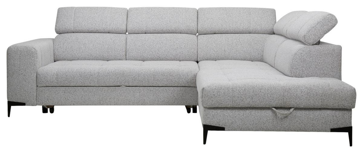 Rohová sedačka MASON, pravá, šedo-béžovo-krémová tkanina - šedá/černá, Moderní, kov/dřevo (271/211cm) - Mömax