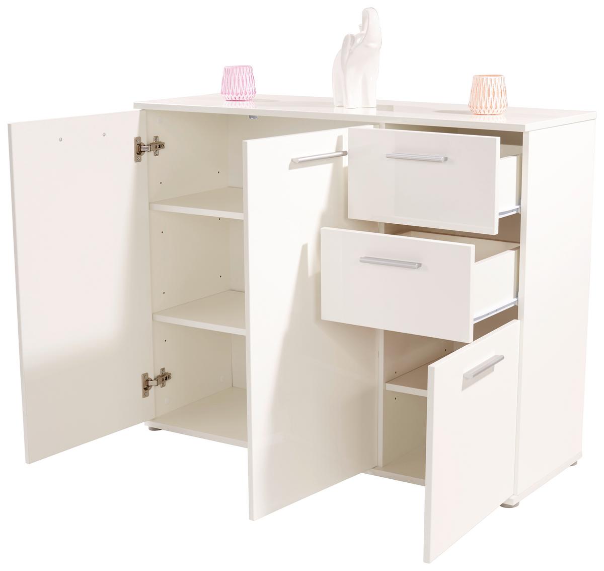 KOMODA CHRISTIAN NEW 2 - bílá/barvy hliníku, Moderní, kompozitní dřevo/plast (120/85/35cm)