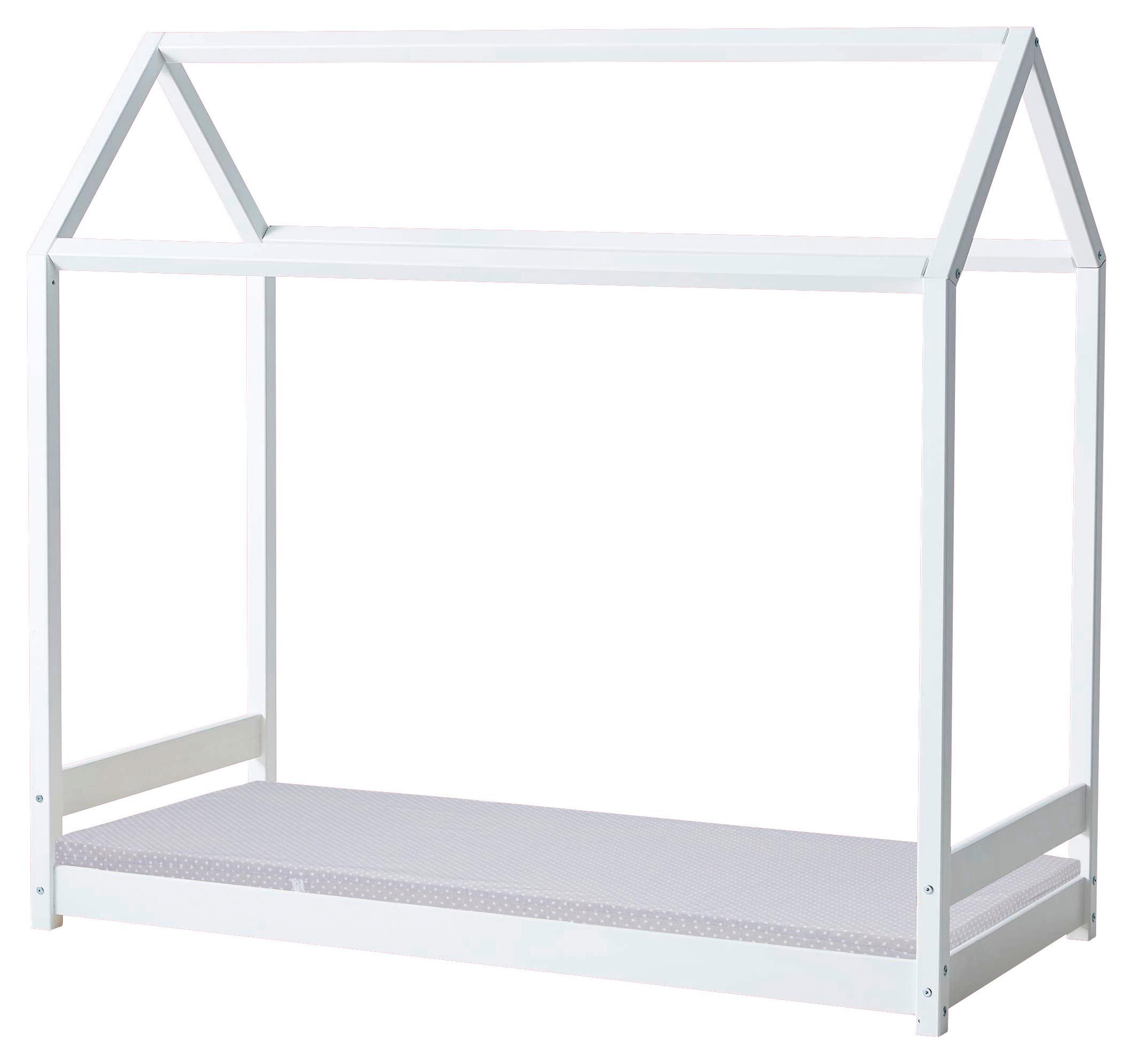 Hausbett Eco One Weiß, Lf: 70x160 cm - Weiß/Naturfarben, MODERN, Holz (70/160cm) - MID.YOU