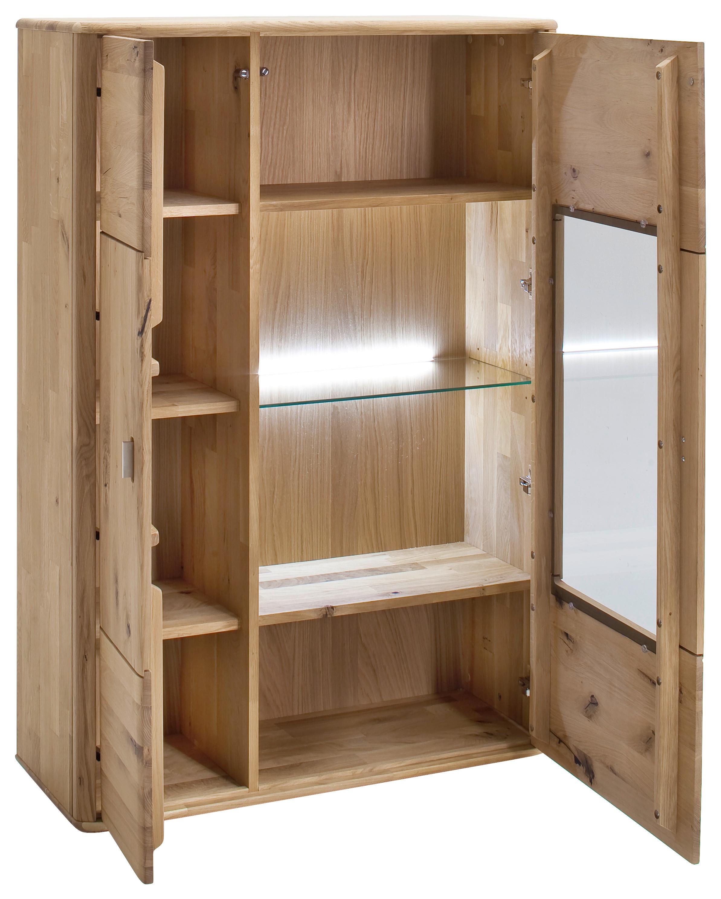 Highboard Massiv B: 96 cm Ravello Eichefarben - Eichefarben, Design, Glas/Holz (96/140/38cm) - Livetastic