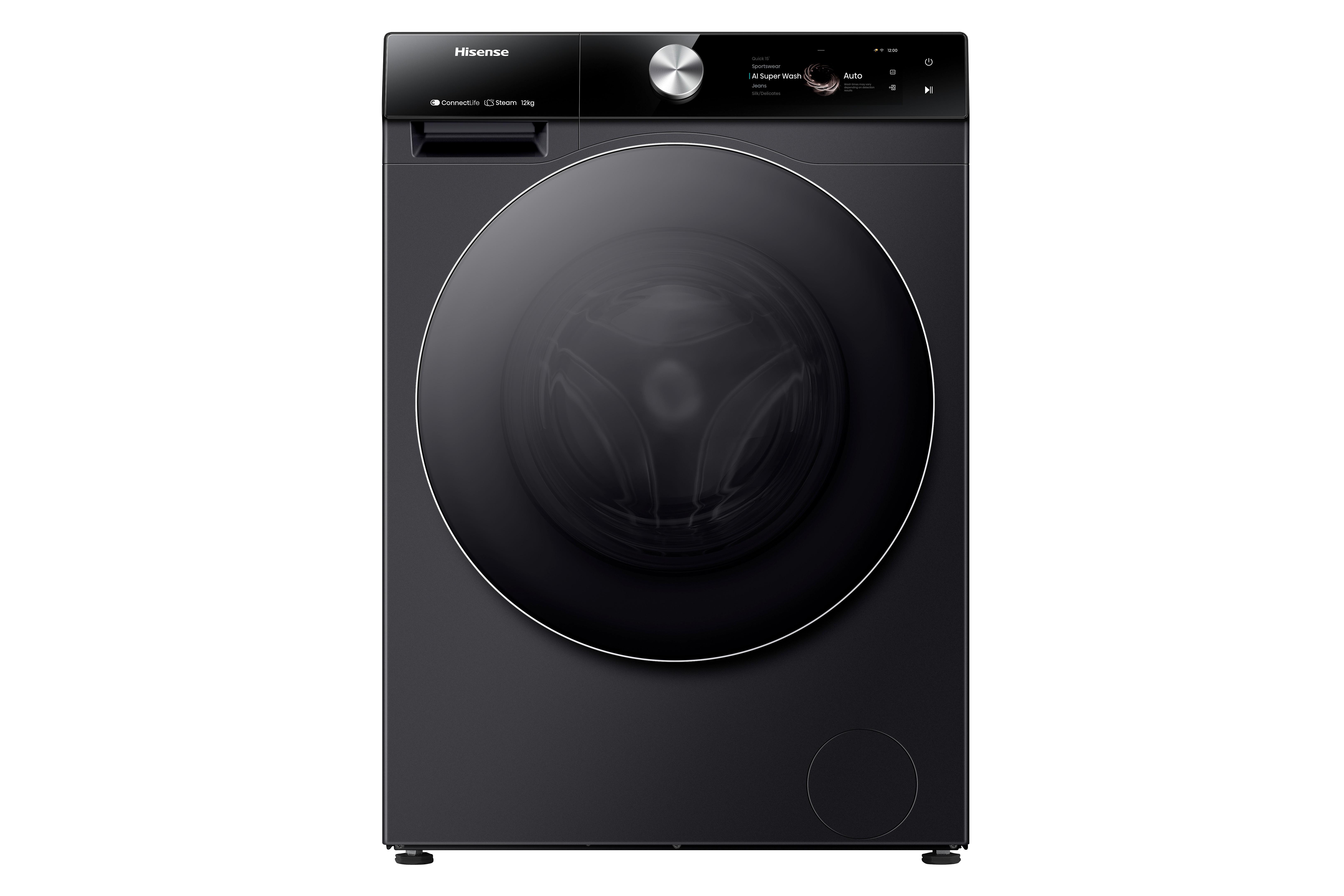 Waschmaschine Wf7s1247bb - Schwarz, Basics, Glas/Kunststoff (59,5/84,5/64cm) - Hisense