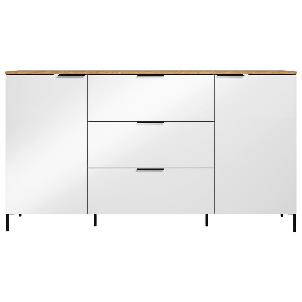 Sideboard Austin 160 cm Eichefarben/Glasfront Weiß