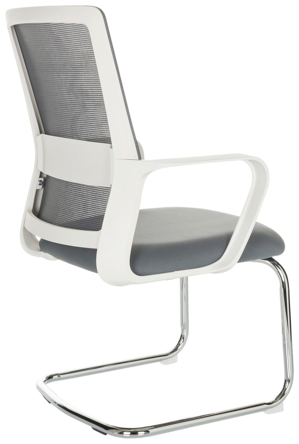 Besucherstuhl Visiter W - Silberfarben/Weiß, Basics, Kunststoff/Textil (60/97-98/60cm) - MID.YOU