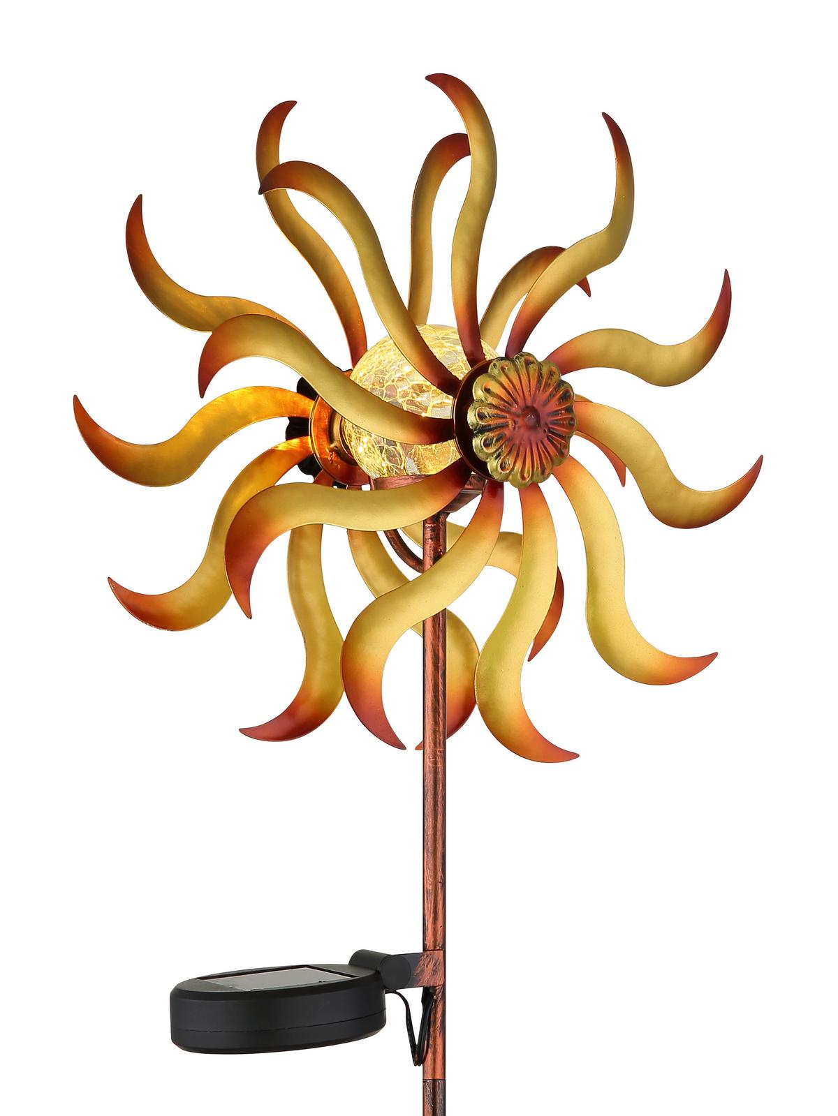 Solarleuchte 3000k, Warmweiß - Klar/Goldfarben, Design, Glas/Metall (22/12/92cm) - Globo