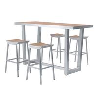 Gartengarnitur Für 4 Personen Aluminium Und Holz-Optik - Alufarben/Grau, LIFESTYLE, Metall (180/78/110cm) - Ambia Garden