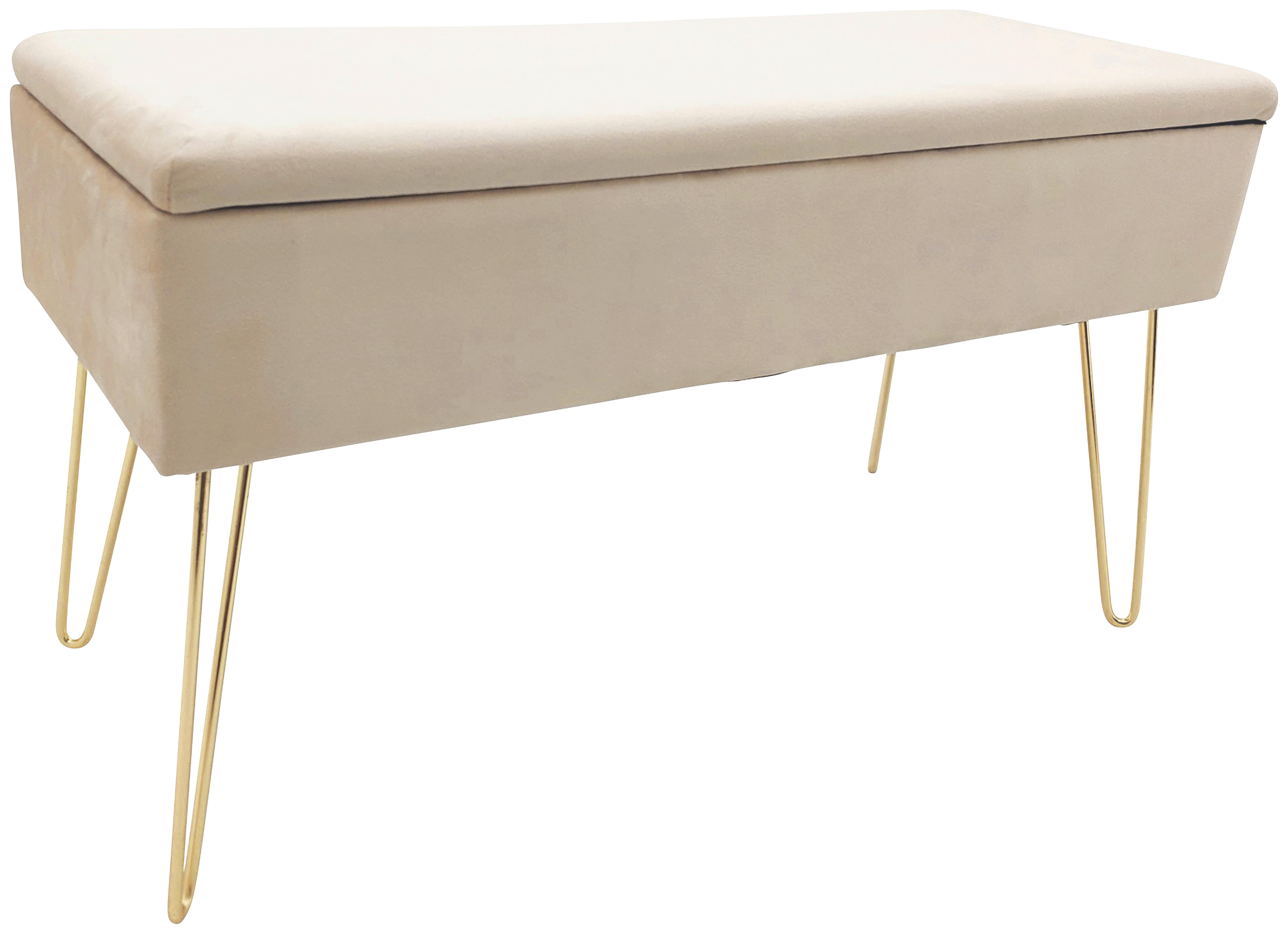 Hockerbank Scarlett Creme H: 42 cm mit Stauraum - Weiß, Design, Textil (75/42/30cm) - Echtwerk