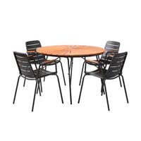 Gartentischgruppe Parc 5tlg Metall/Holz, Anthrazit/Natur - Anthrazit/Teakfarben, Natur, Holz/Metall (160/160/78cm) - Gardenson