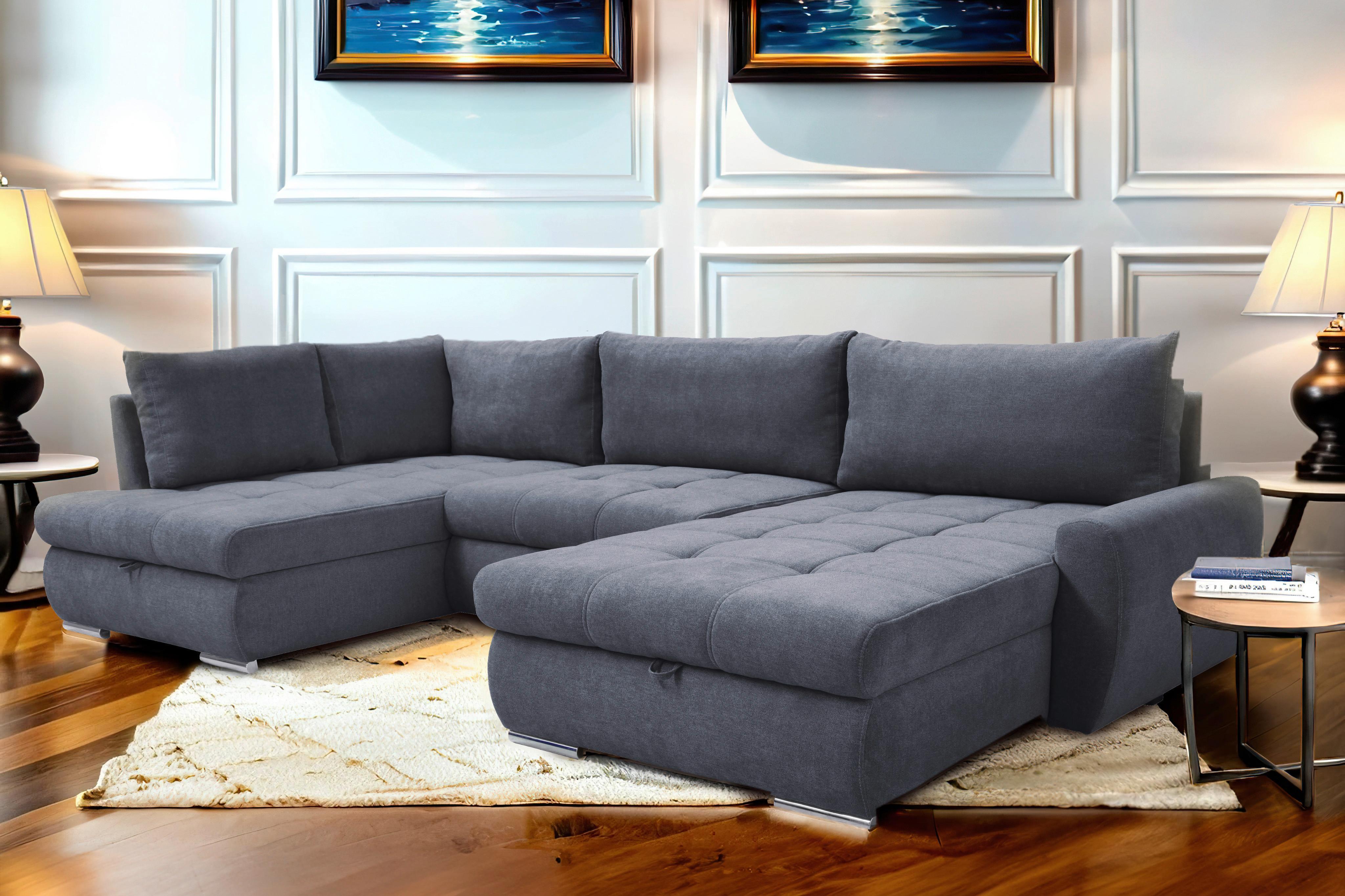 Ecksofa Canion - Chromfarben/Grau, Design, Textil (173/322/174cm) - Livetastic