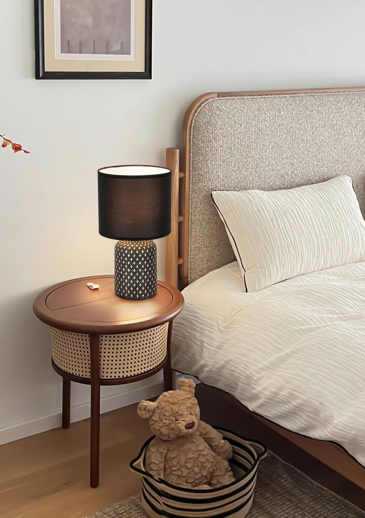 STOLNÍ LAMPA LIPZ - černá/barvy zlata, Konvenční, kov/textil (18/31cm) - Based