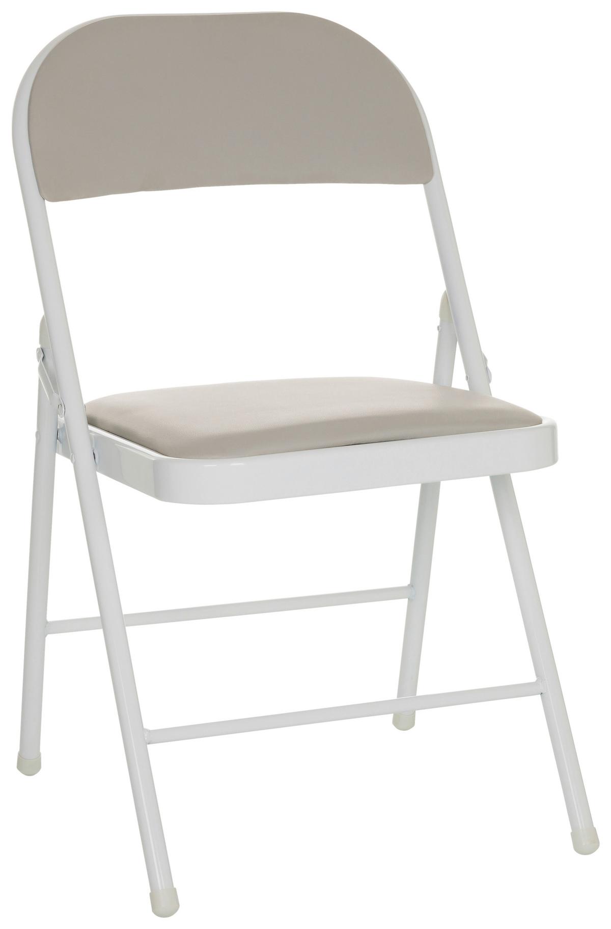 Klappstuhl Tudela W - Weiß/Grau, Basics, Leder/Metall (44/80/49cm) - MID.YOU