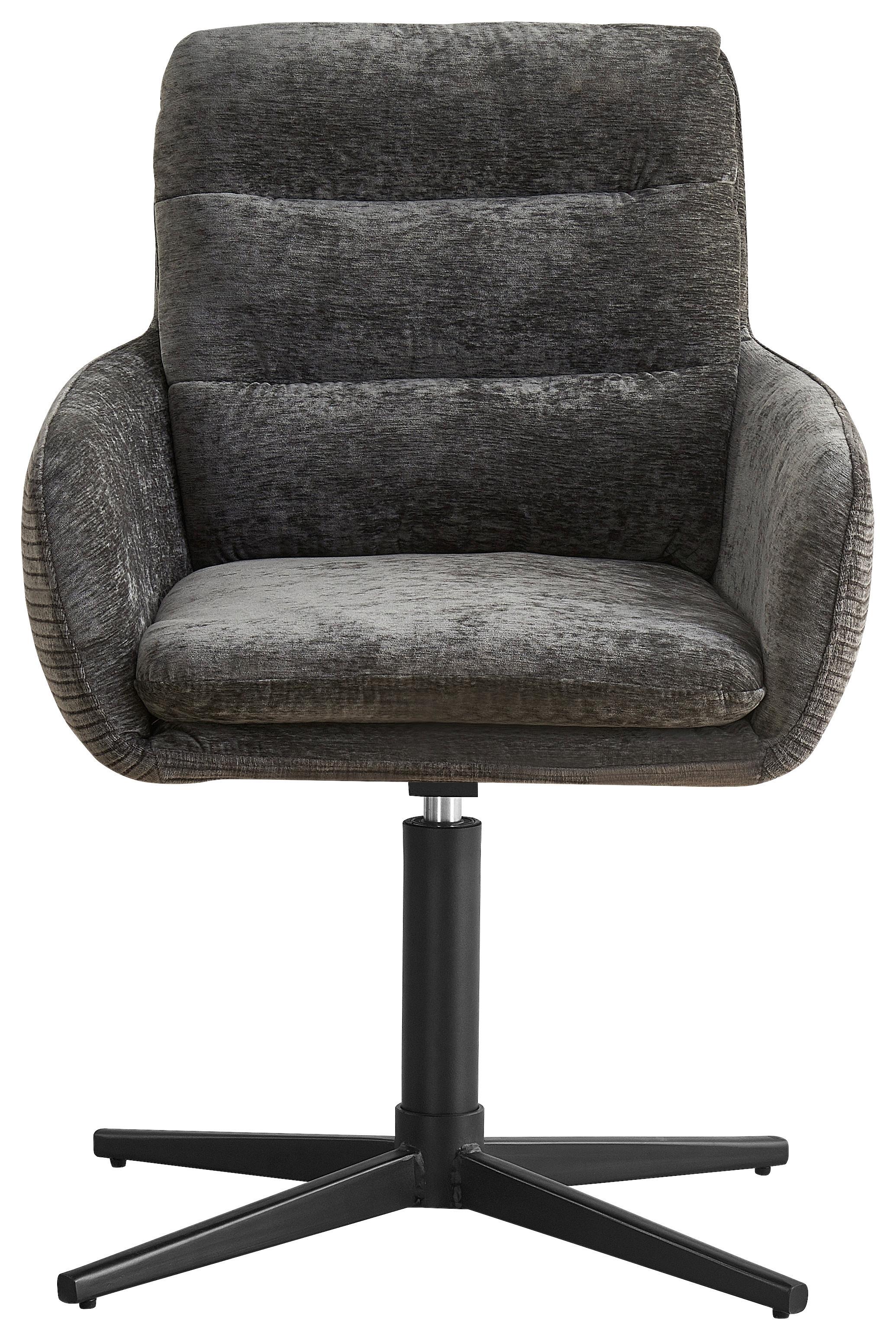 Židle s područkami Finja, tmavě šedá - černá/tmavě šedá, Moderní, kov/textil (59/88/62cm) - Premium Living