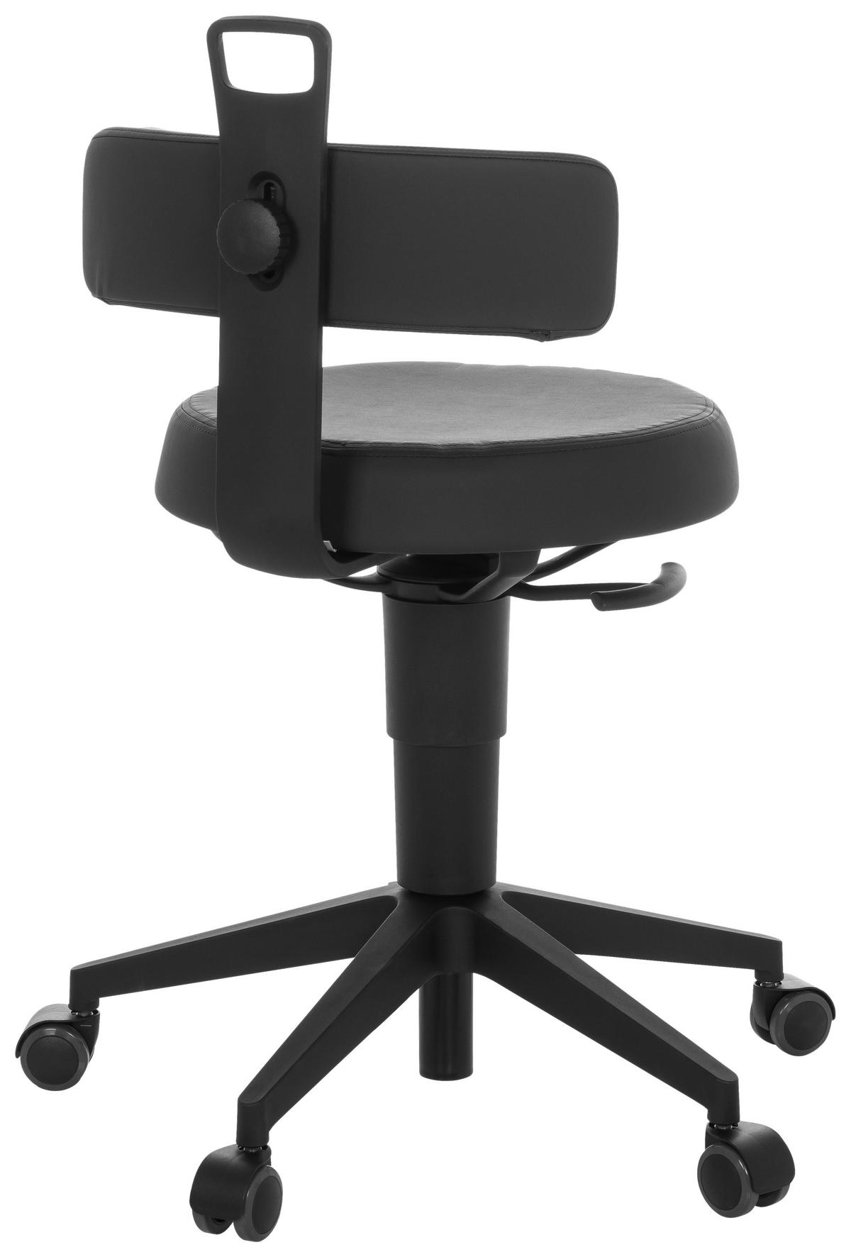 Bürohocker Top Work Flex Pu - Schwarz, Basics, Leder/Kunststoff (40/74-86/46cm) - MID.YOU