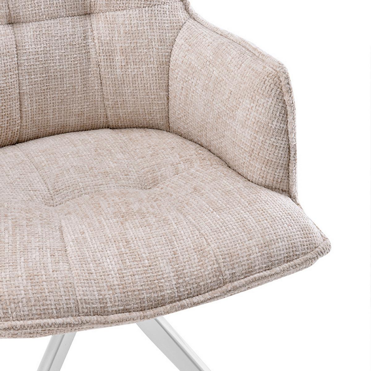 ARMLEHNSTUHL Tavaro Beige B: 59cm - Beige/Weiß, MODERN, Textil/Metall (59/85/63cm) - MID.YOU