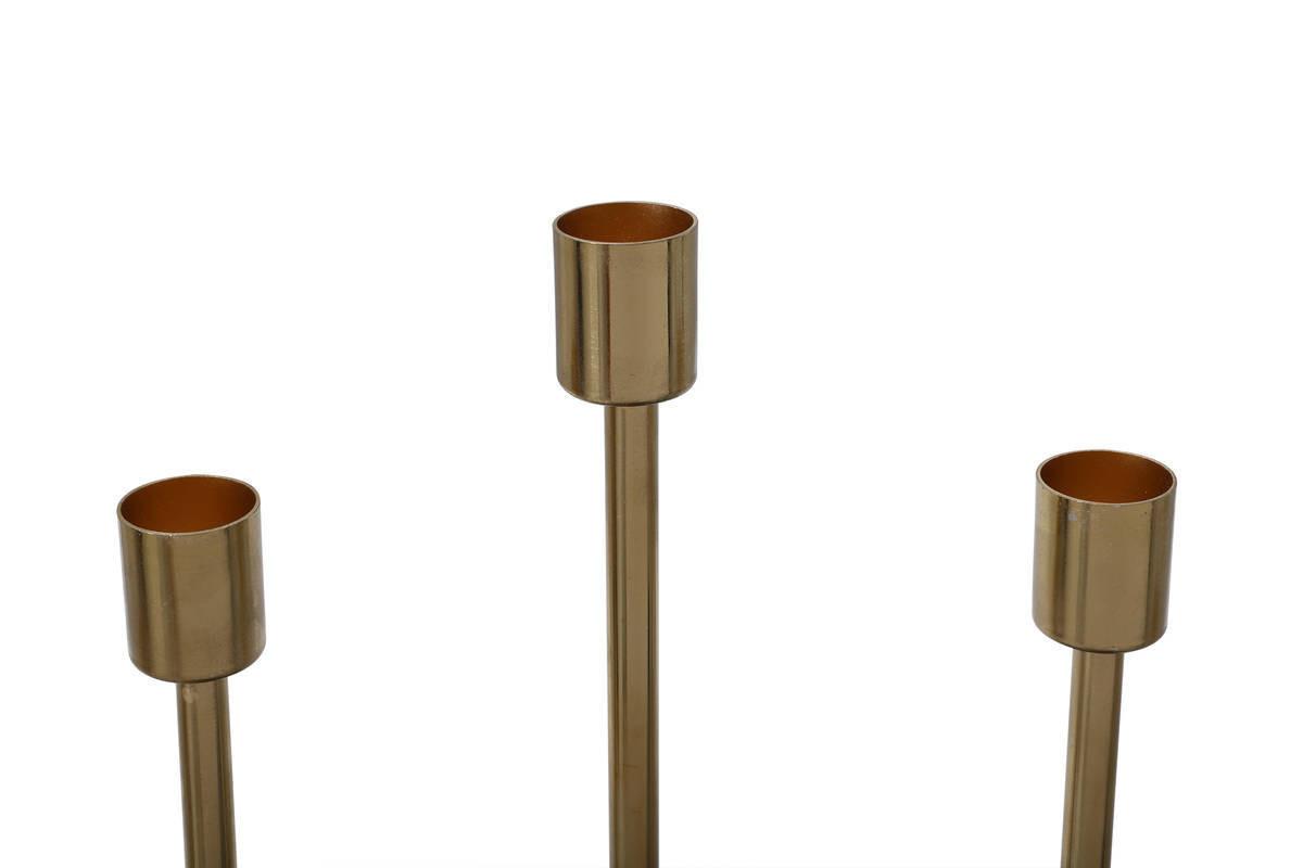 Kerzenständer Art Deco Eisen Goldfarben/bordeaux - Bordeaux/Goldfarben, Trend, Metall (40/40/9cm) - Kayoom