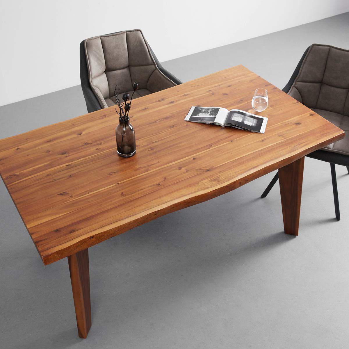 Jedálenský stôl z akácie JASPER 160x90 cm - čierna/farba akácie, Modern, kov/drevo (160/90/75cm) - Bessagi Home