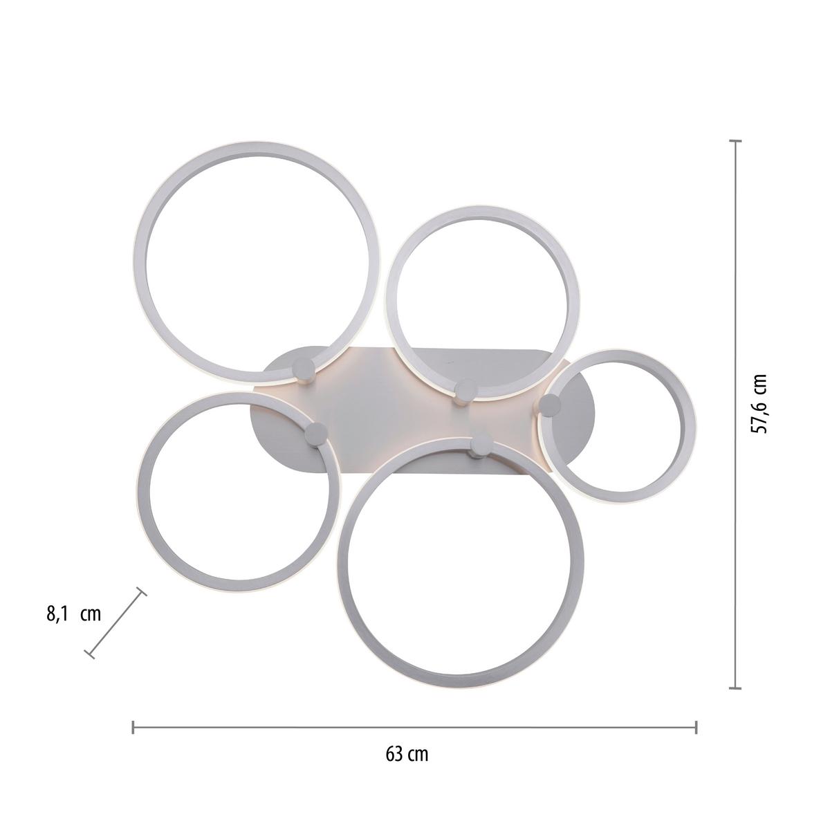 LED-Deckenleuchte Johanna L: 66 cm, 3 Helligkeitsstufen - Silberfarben, Design, Metall (66/55/8,5cm)