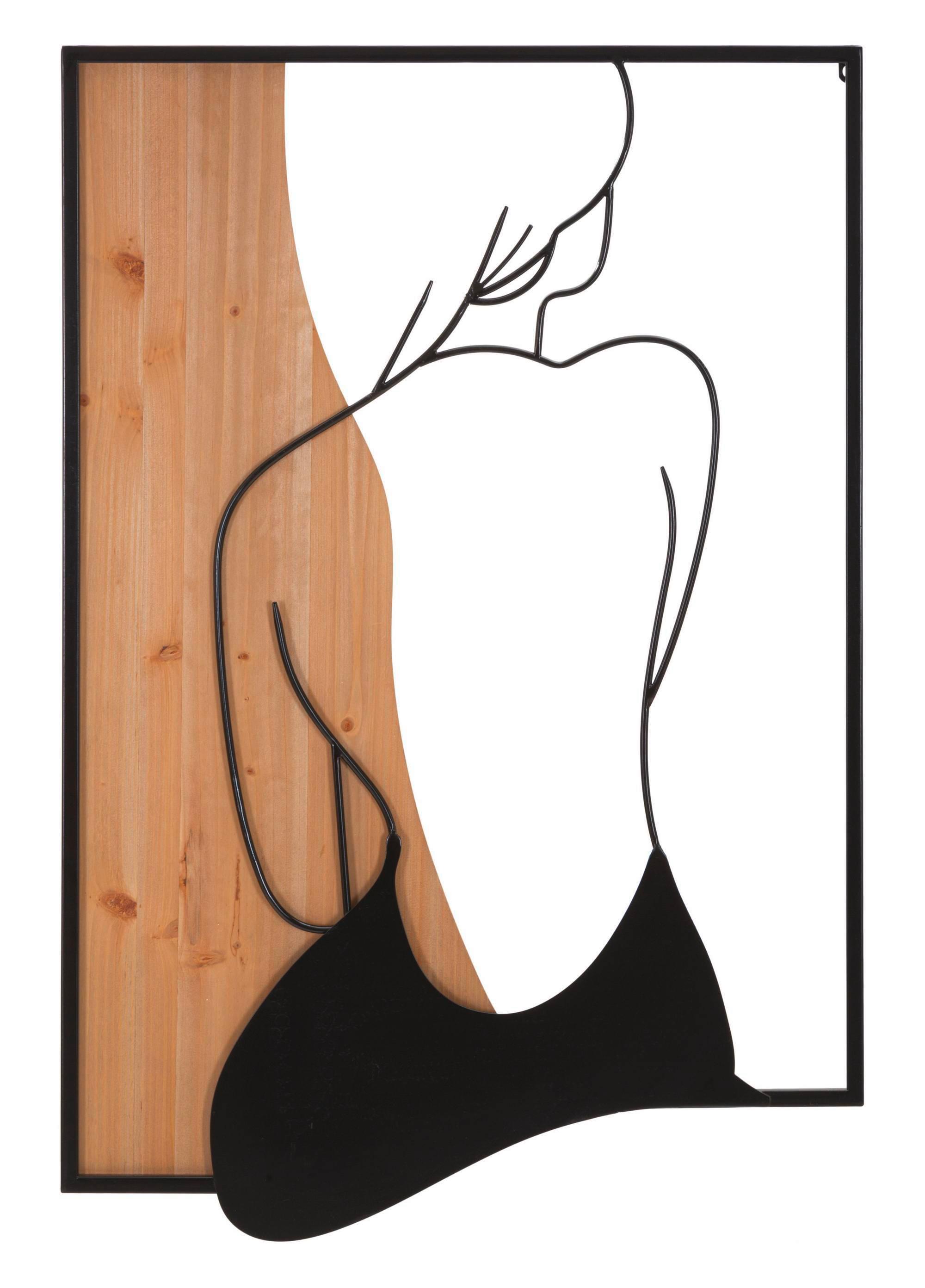 Wanddeko Iron And W Naturfarben, Schwarz B: 60 cm - Schwarz/Naturfarben, Basics, Holzwerkstoff/Metall (60/90/2cm)