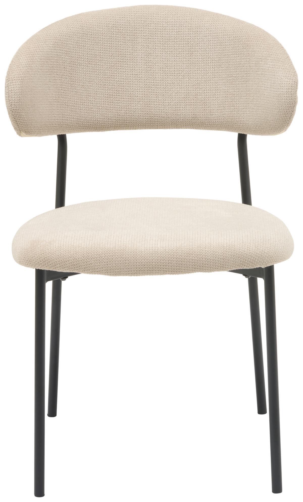 Vierfußstuhl Fenja Webstoff Beige, B: 53 Cm - Beige/Schwarz, KONVENTIONELL, Textil/Metall (53/80/57cm) - MID.YOU