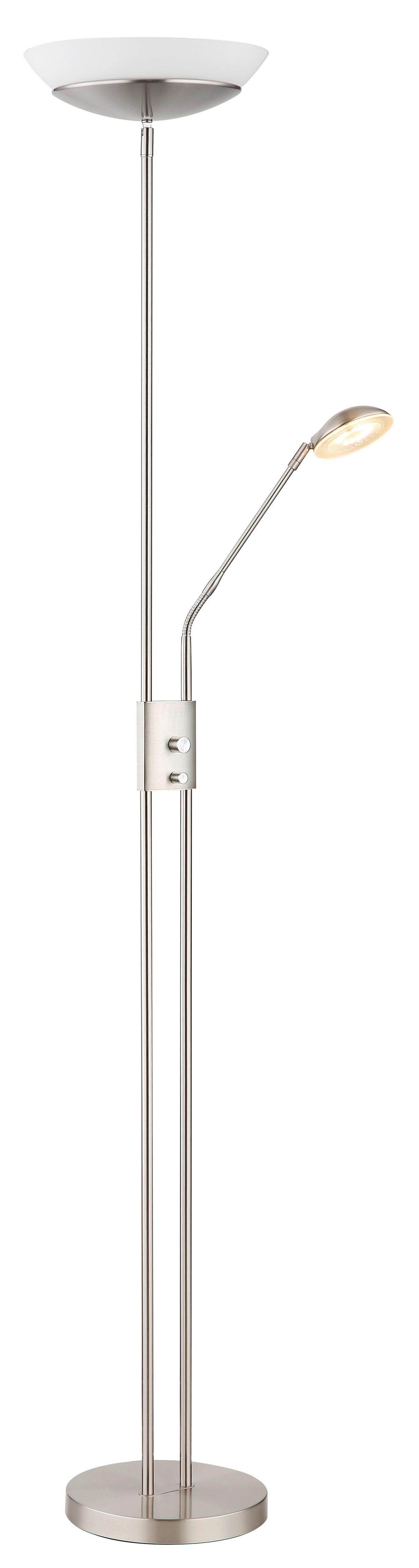 LED-Deckenfluter 58009n - Opal/Nickelfarben, KONVENTIONELL, Glas/Kunststoff (29/180cm) - Globo