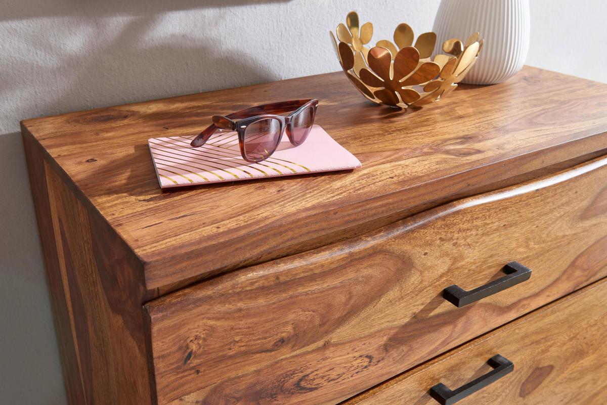 Sideboard Sheesham Sheeshamfarben B: 80 cm - Sheeshamfarben/Schwarz, Design, Holz (80/120/41,5cm) - MID.YOU