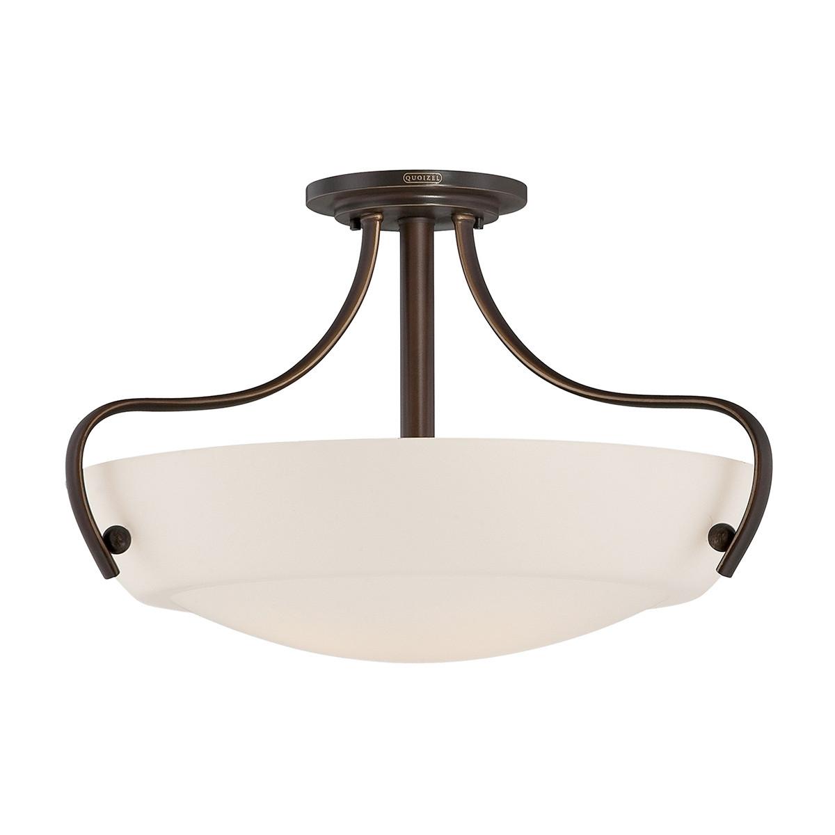 DECKENLEUCHTE QZ-CHANTILLY-SF3 - Dunkelbraun/Bronzefarben, Natur, Glas/Metall (45.7/30.5cm) - Elstead Lighting