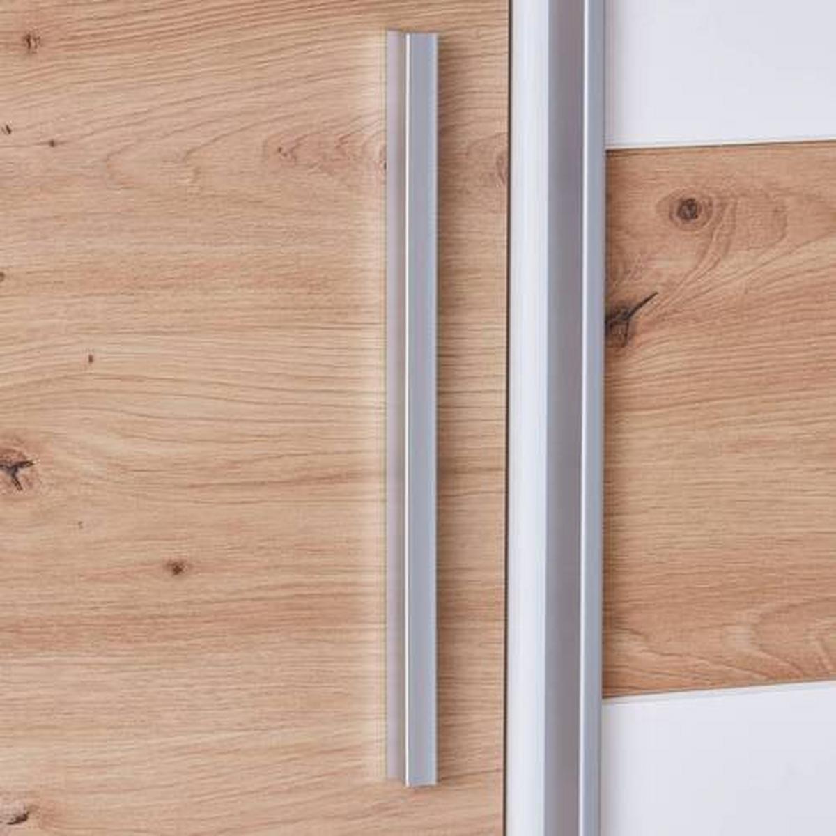 Drehtürenschrank B: 215 cm Fabio Weiß/Eiche Artisan Dekor - Weiß/Eiche Artisan, KONVENTIONELL, Holzwerkstoff (215/215/62cm)