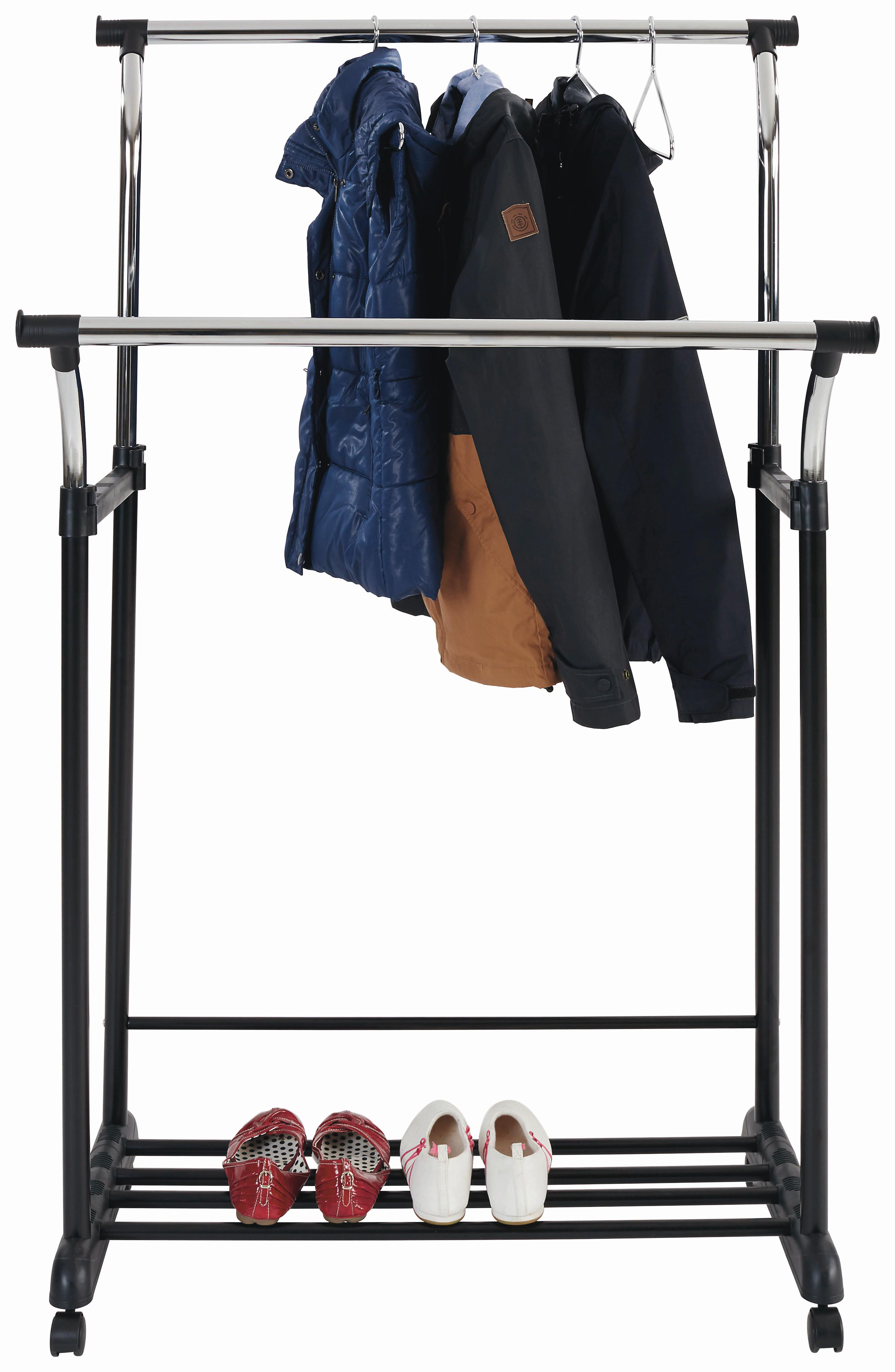 POJAZDNÝ STOJAN NA ODEVY SWING 2 -BP- - čierna/chrómová, Modern, kov/plast (83/104-167/58cm)