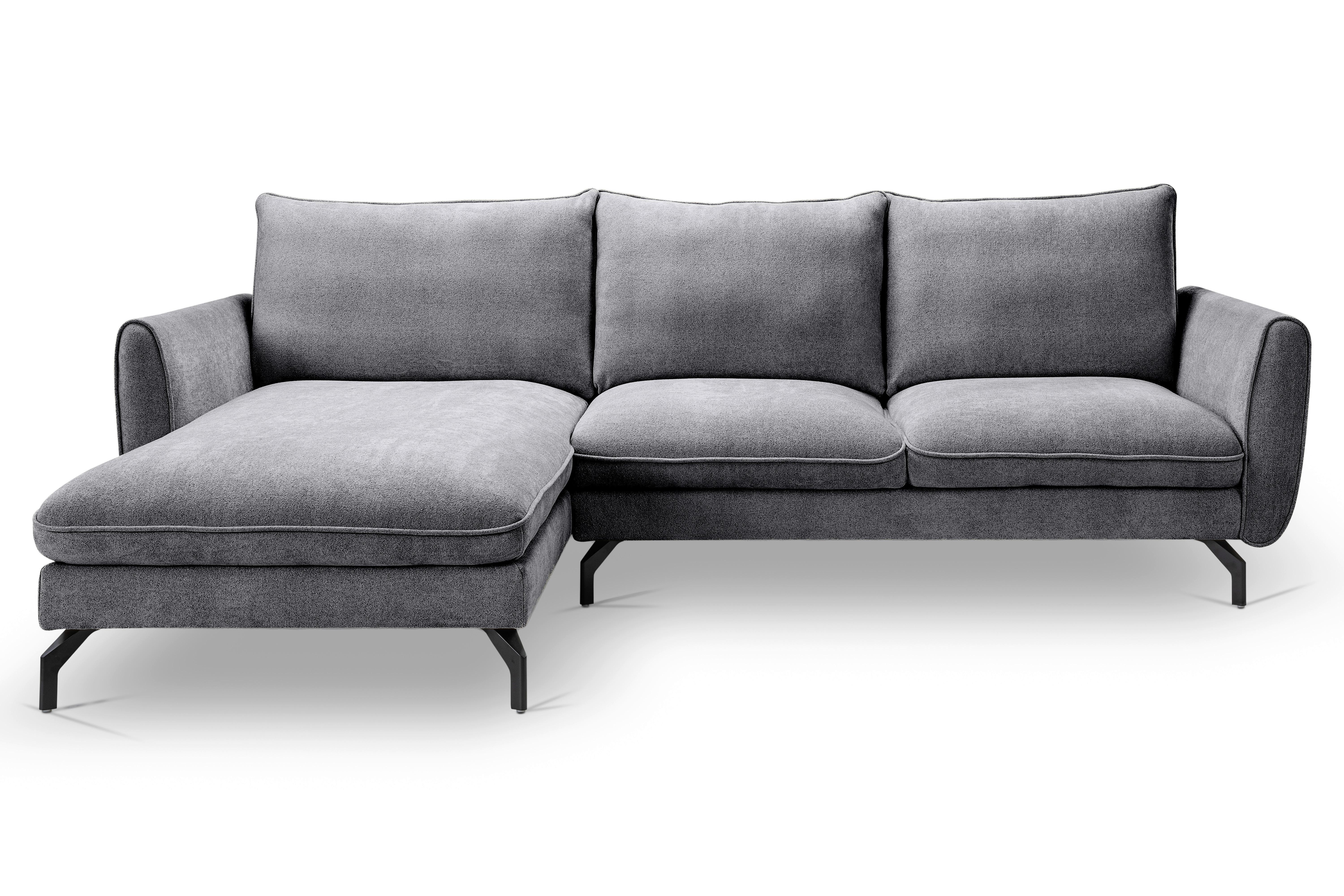 Ecksofa Toronto Grau S: 165x259cm - Schwarz/Grau, Basics, Holz/Textil (165/259cm) - MID.YOU