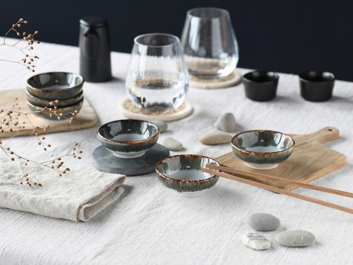 Dipschalenset 6 -Teilig. Cascade Steinzeug, Weiß/Blaugrau - Blaugrau/Weiß, Design, Keramik - Creatable