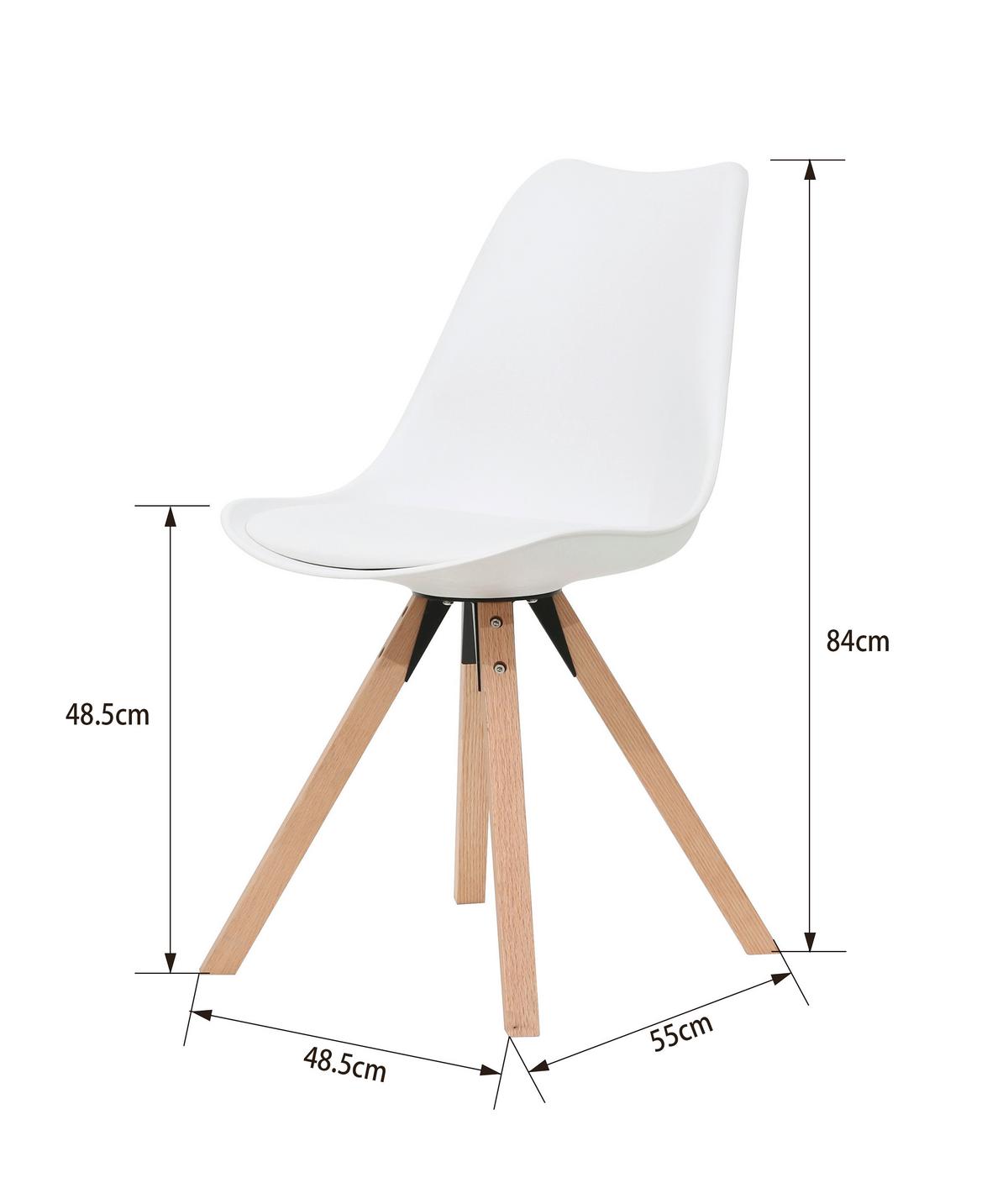 Schalenstuhl Vilnius Weiß - Weiß/Naturfarben, LIFESTYLE, Holz/Kunststoff (48,5/84/55cm) - MID.YOU