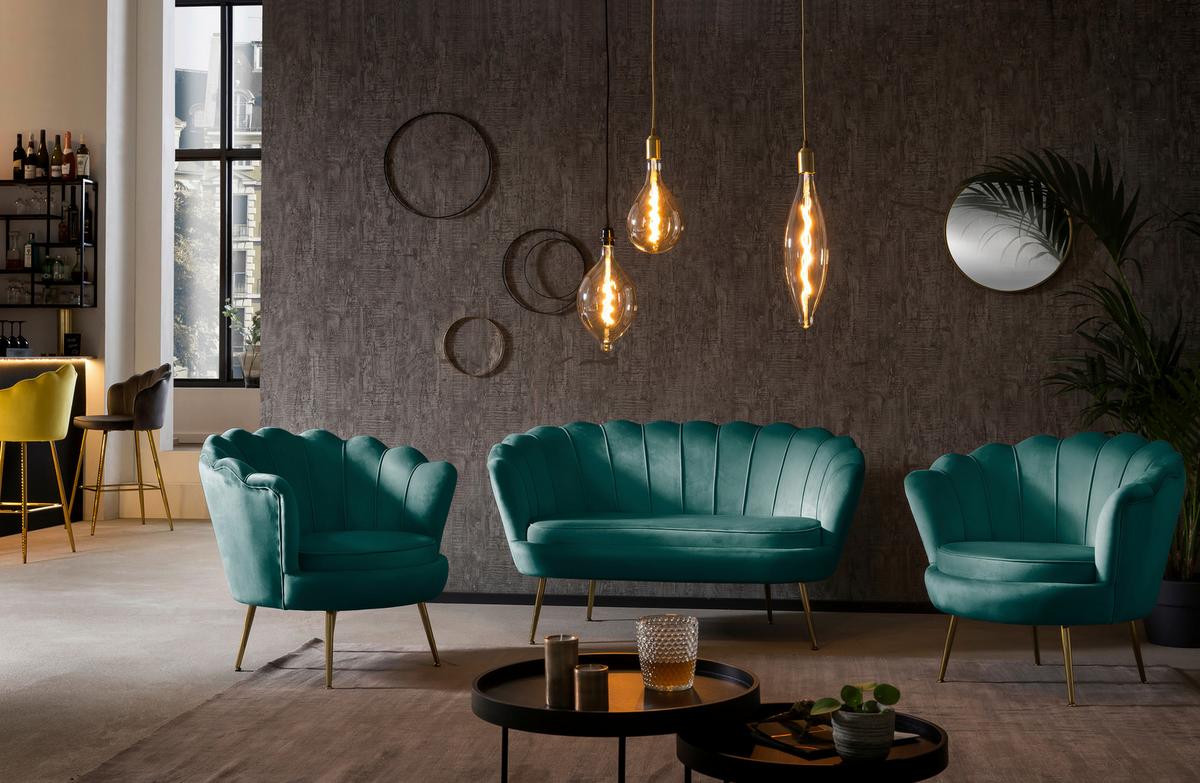 Sessel Grün B: 76 Cm - Goldfarben/Grün, MODERN, Textil (76/78/76cm) - Livetastic