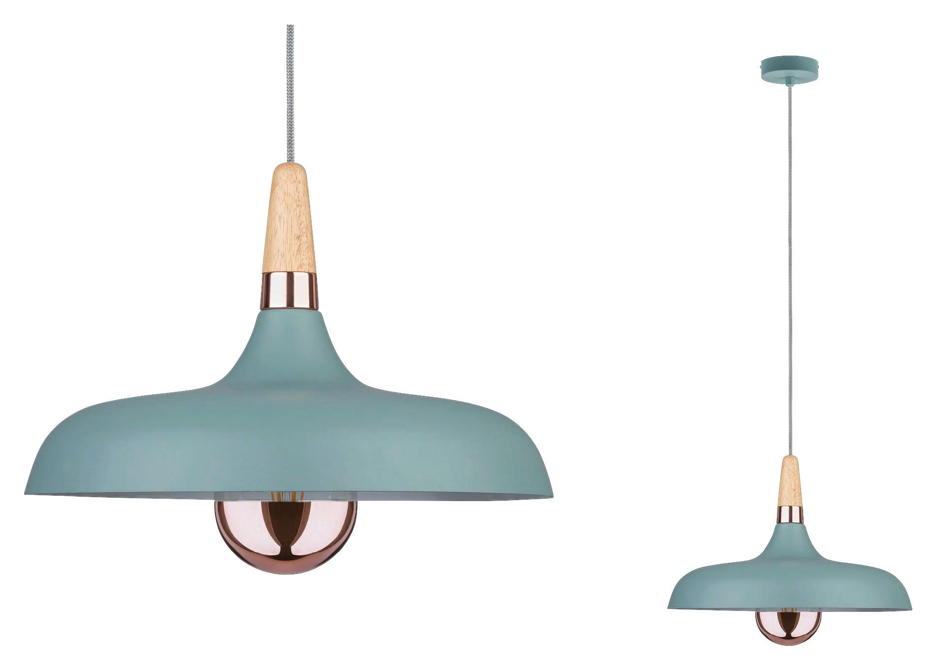 Hängeleuchte Juna H: 145,5 Cm 1-Flammig, Mintgrün, Dimmbar - Mintgrün/Kupferfarben, Design, Holz/Metall (34,2/145,5cm) - Paulmann