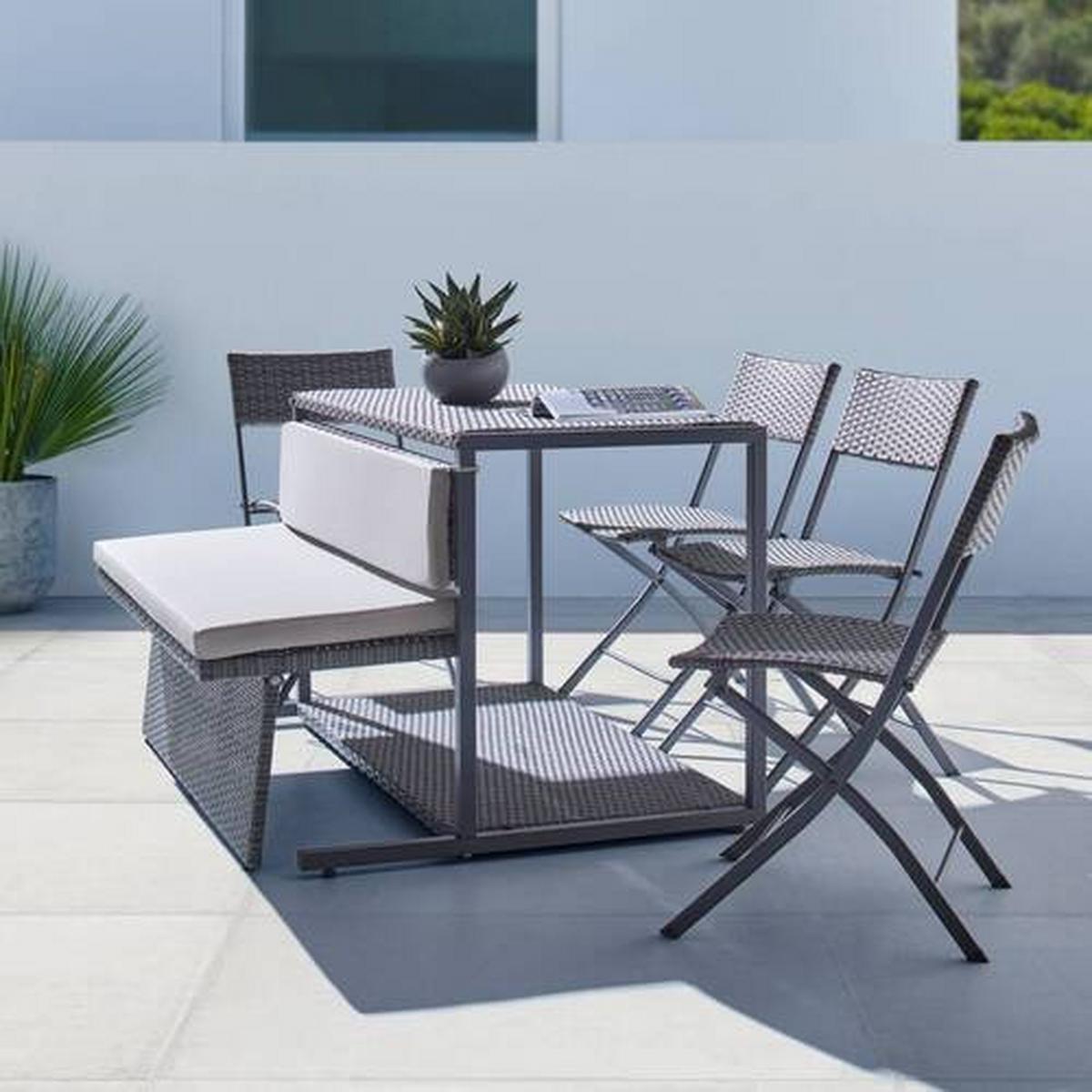 Balkónová zostava MARIO tm.sivá/sv.sivá - sivá/svetlosivá, Modern, kov/textil (120/75/105cm) - Bessagi Garden