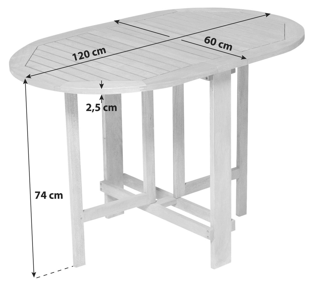 Gartentisch Klappbar Eukalyptusholz L: 120 cm - Naturfarben, KONVENTIONELL, Holz (120/74/60cm) - Gardenson