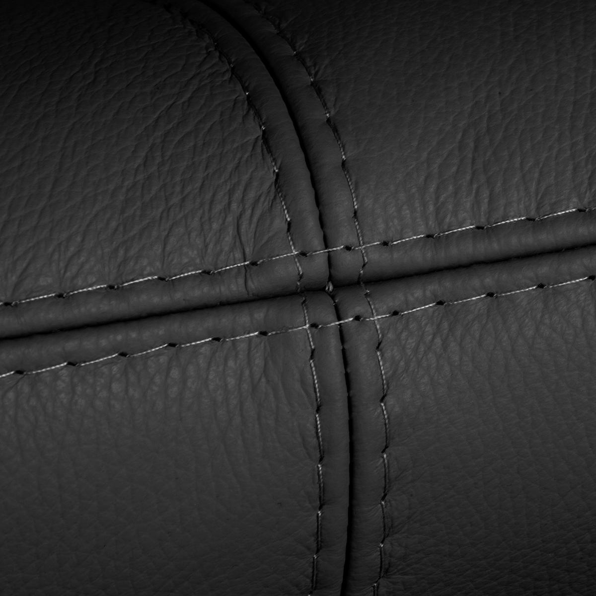 2-Sitzer-Sofa Comodo Echtleder Schwarz B: 164 cm - Silberfarben/Schwarz, Design, Leder (164/90/88cm) - Livetastic