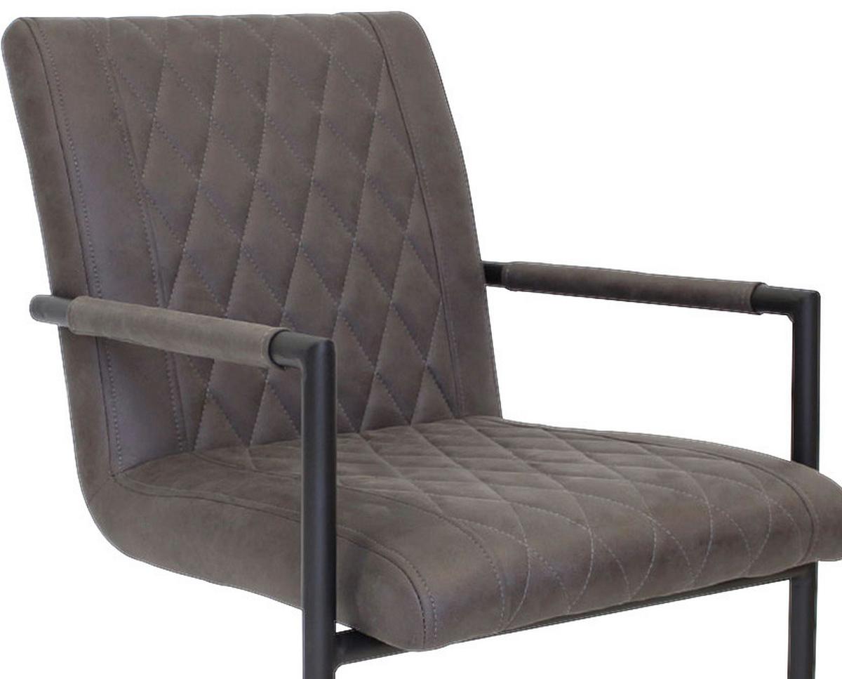 Armlehnstuhl Damian Anthrazit Gepolstert 2er-Set - Anthrazit/Schwarz, LIFESTYLE, Textil/Metall (52/88/63cm) - MID.YOU