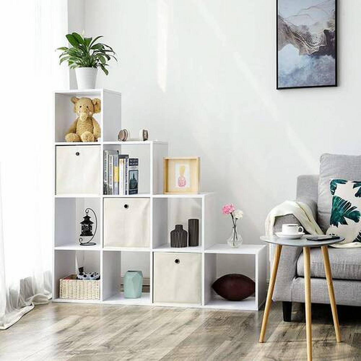 Regal Mit 10 Würfel B: 130 cm, Weiß - Weiß, Basics, Holzwerkstoff (129,5/129,5/29cm) - Boxxx