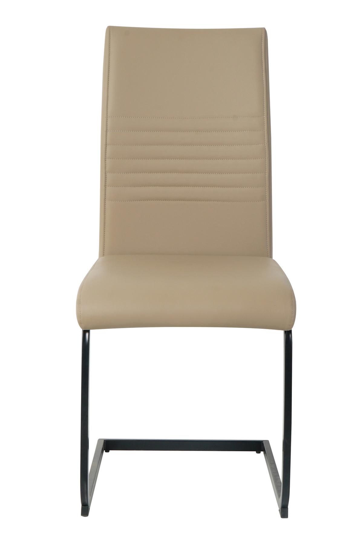 Stuhl-set Lederlook Taupe, B: 42cm - Taupe/Schwarz, Design, Kunststoff/Textil (42/97/59cm) - Livetastic