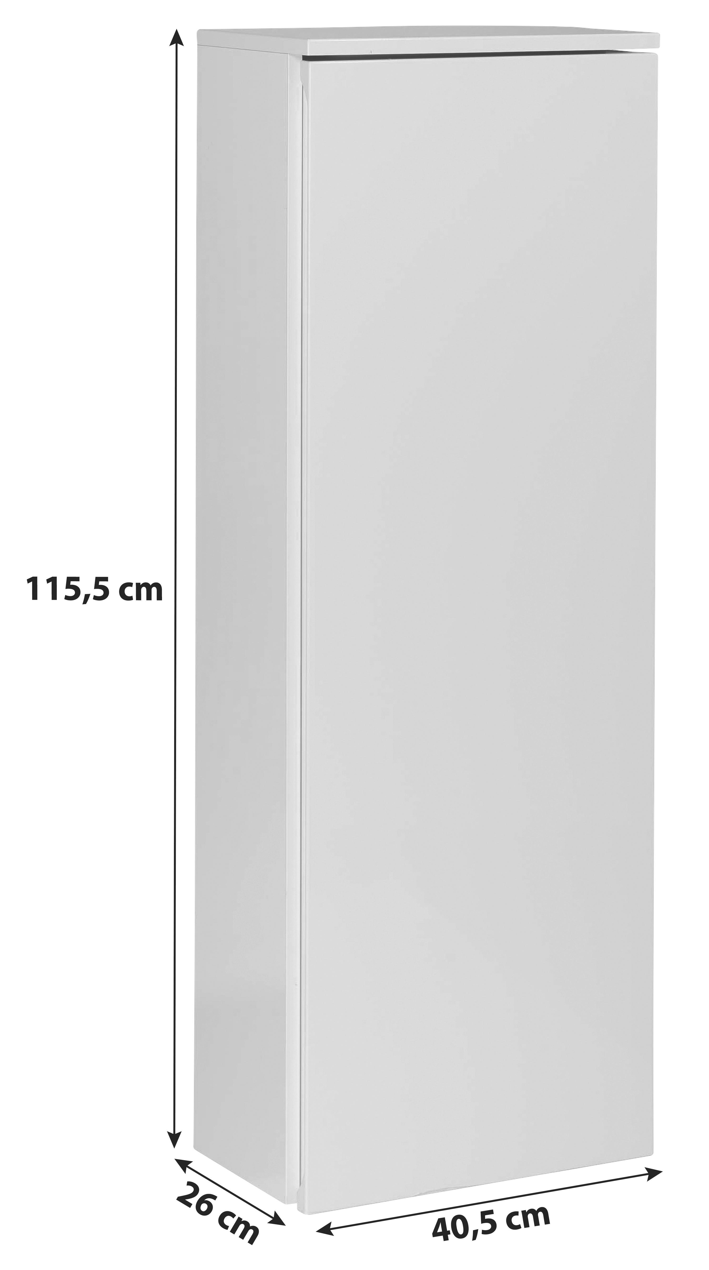 Unterschrank Ds Midi B: 40,5 cm Weiß - Weiß, MODERN, Glas/Holz (40,5/115,5/26cm) - MID.YOU