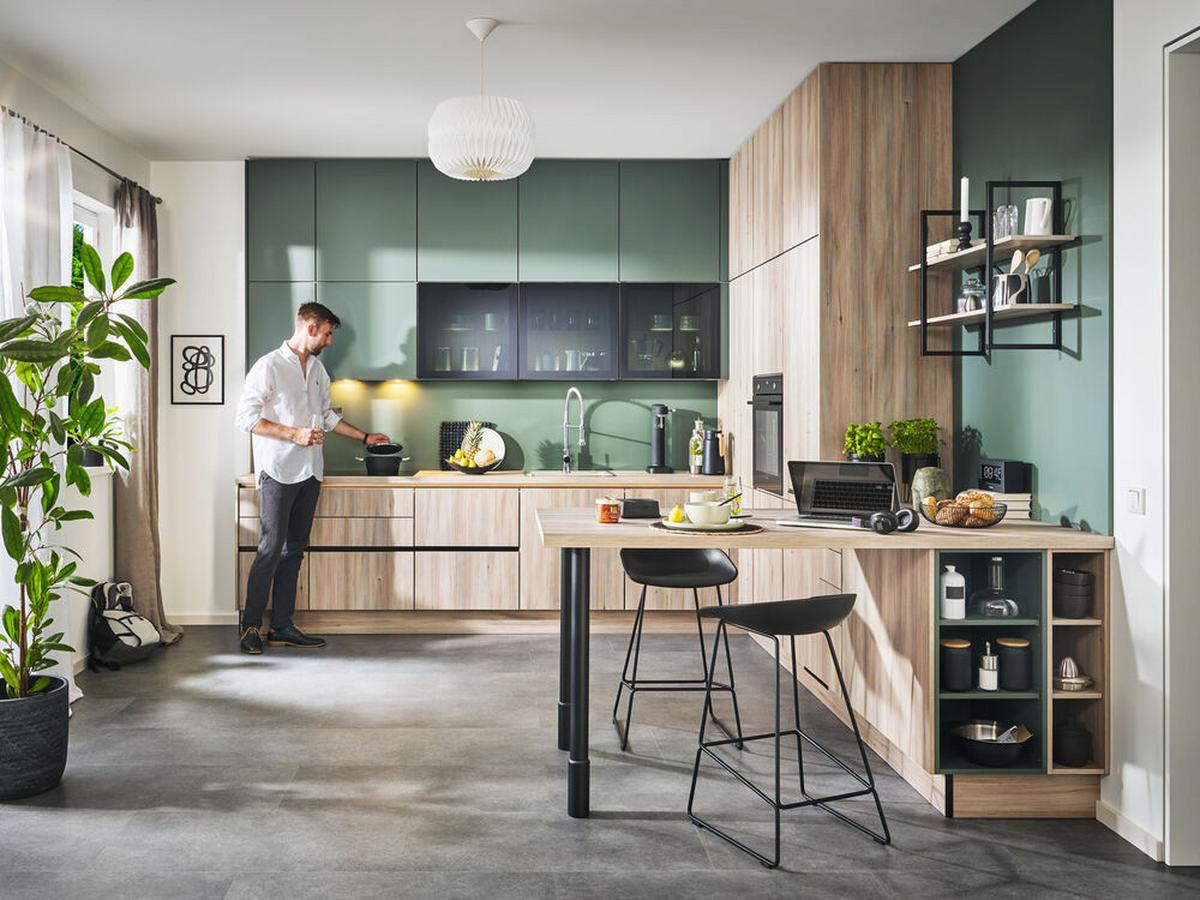 Einbauküchen Pn 100 Frei Planbar Modernes Design - Tannenholzfarben, Holzwerkstoff - Pino