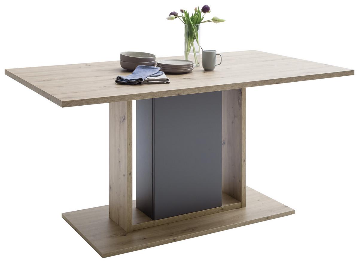Esstisch Lizzano 160x77 Cm Grau/eiche Dekor - Eichefarben/Grau, Design, Holzwerkstoff (160/77/90cm) - MID.YOU