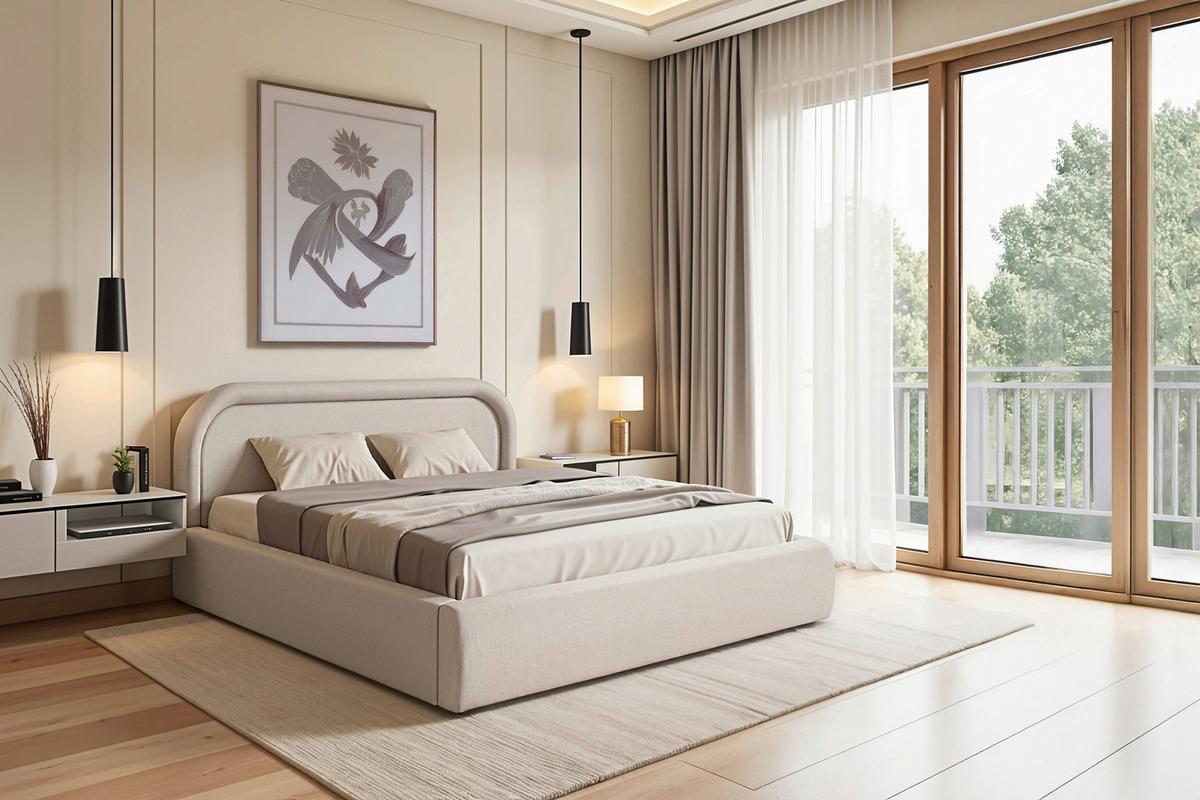 Polsterbett Dafne Beige Lf: 140x200 Cm - Eichefarben/Beige, MODERN, Holz/Textil (140/200cm) - Livetastic
