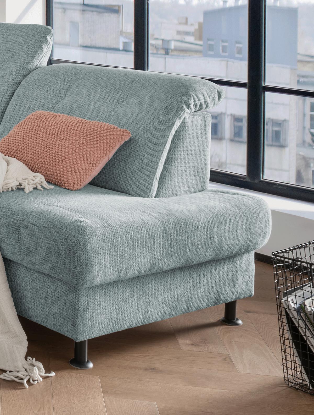 Ecksofa Minori Chenille Blau, S: 270x198 Cm - Blau/Schwarz, MODERN, Textil (270/198cm) - Livetastic