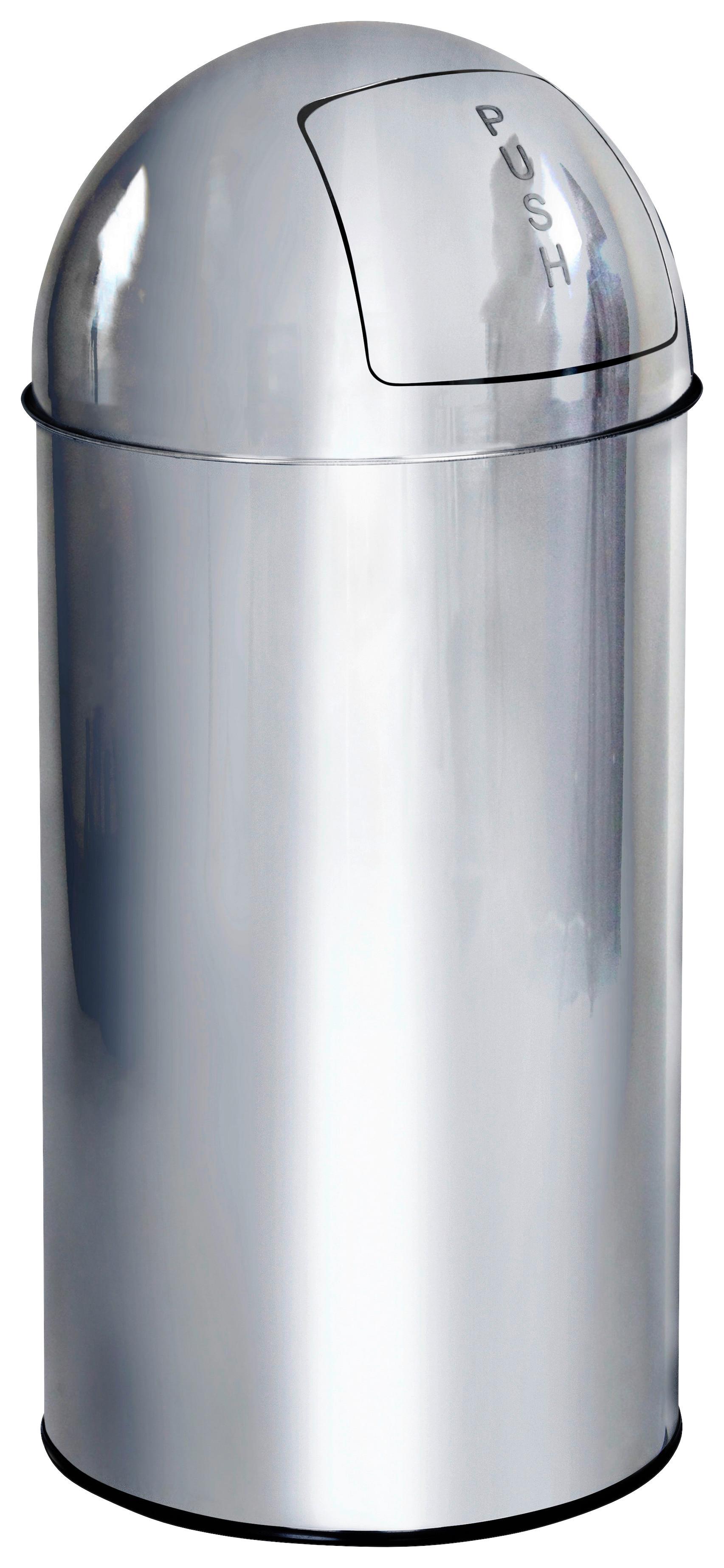 Abfallsammler Push - Chromfarben/Schwarz, Basics, Kunststoff/Metall (30/66/30cm) - MID.YOU