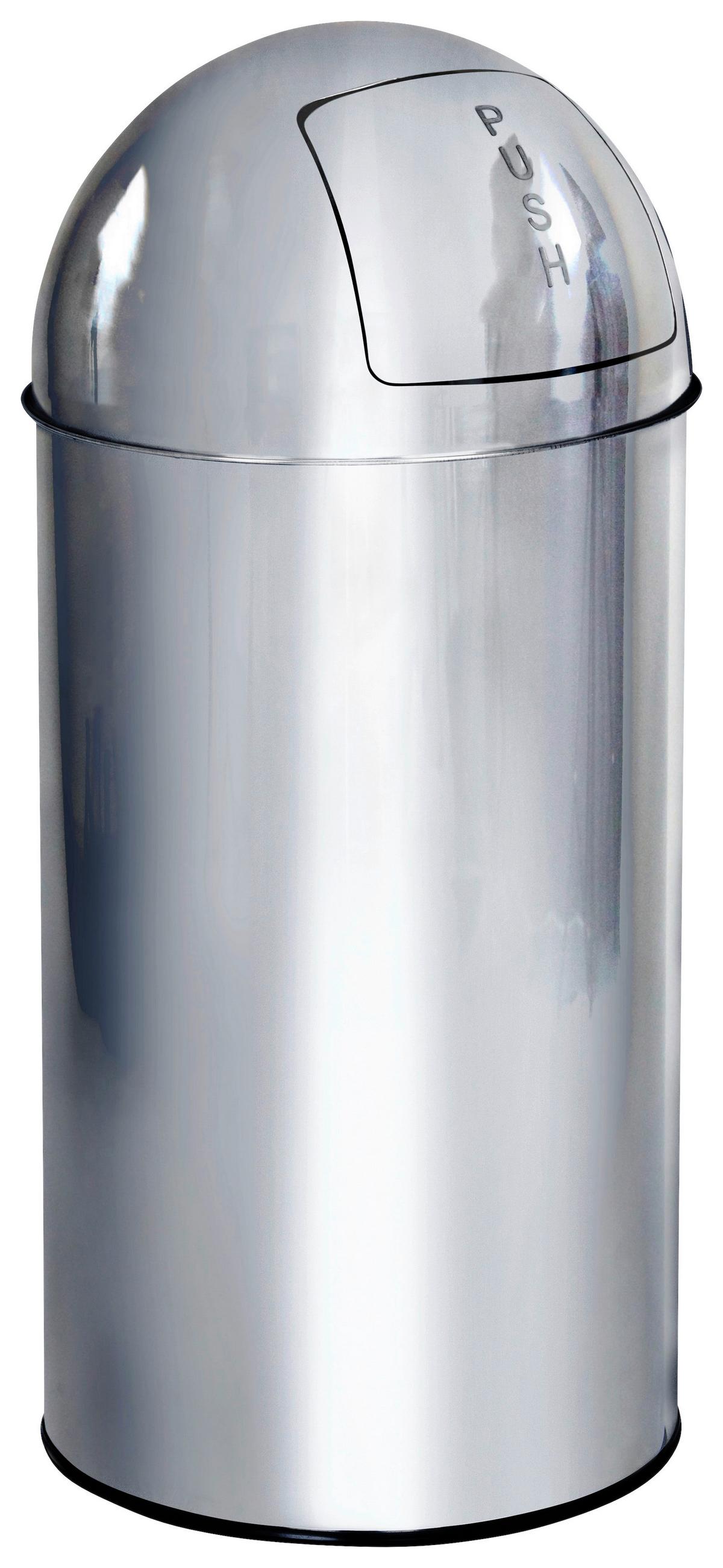 Abfallsammler Push - Chromfarben/Schwarz, Basics, Kunststoff/Metall (30/66/30cm) - MID.YOU