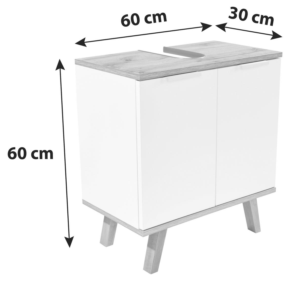 Spodná skrinka Turin šírka 60cm - biela/dub wotan, Modern, kov/drevo (60/60/30cm)